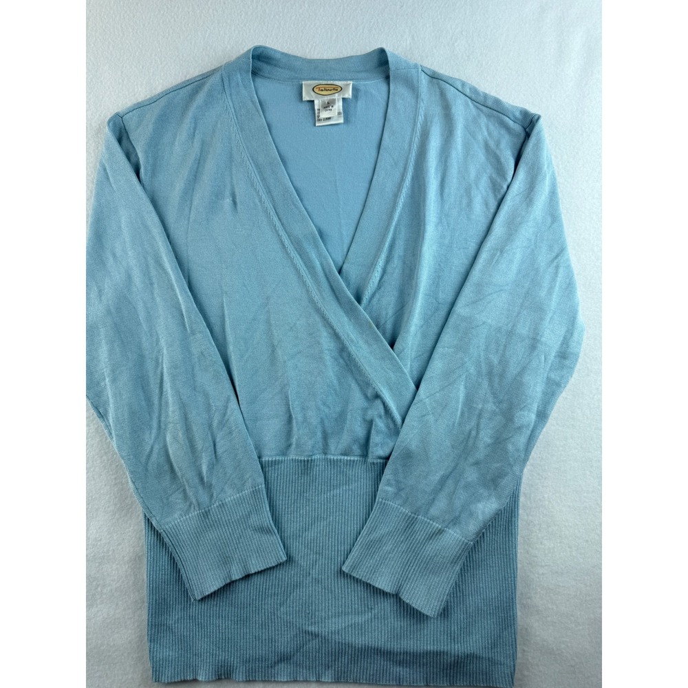 Talbots Womens Light Blue V Neck Long Sleeve Knit Top Sweater